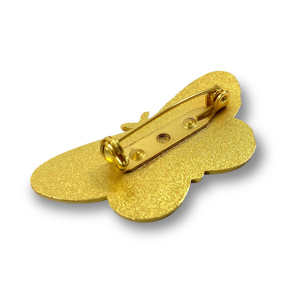 Large gold enamel daisy sacred moth pin - Picture 4 of 7